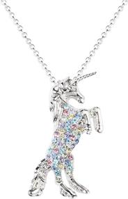 img 2 attached to 🦄 Unicorn Pendant Necklaces Jewelry Gift - White Gold Plated with Austrian Crystal Birthstone for Teens and Women