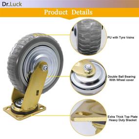 img 1 attached to 🔩 Dr.Luck 8 Inch A41 Heavy Duty Caster: 770Lbs Capacity, Polyurethane Extra Hard PU with Tyre Veins Tread, Double Ball Bearing, Swivel Caster Wheel Without Brake