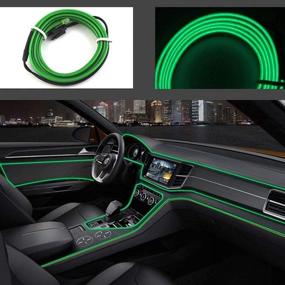 img 4 attached to 🚗 ABALDI Green El Wire, Car Interior LED Lights, Ambient Lighting Kits for Car Decoration (5m/16ft)
