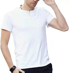 img 4 attached to 👕 Togym WhiteXL Cotton Henley Shirts for Men - Short Sleeve Men's Clothing