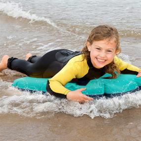 img 3 attached to 🏄 PAMASE 2-Piece Portable Inflatable Bodyboard Set with Handles - Lightweight Floating Board for Kids to Learn Swimming - Ideal for Summer Beach Water Fun Activity (Blue)