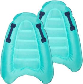 img 4 attached to 🏄 PAMASE 2-Piece Portable Inflatable Bodyboard Set with Handles - Lightweight Floating Board for Kids to Learn Swimming - Ideal for Summer Beach Water Fun Activity (Blue)