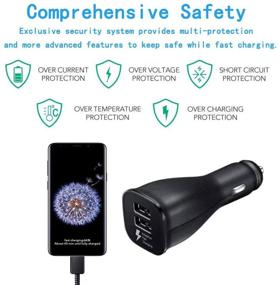 img 1 attached to 🔌 Автомобильное зарядное устройство Samsung с двумя портами и быстрым USB C и кабелем Type C длиной 5 футов - совместимо с Samsung Galaxy S10 Plus/S10/S10e/S9/S9 Plus/S8/S8 Plus/S8 Active/Note 10 Plus/Note 9/8/A20/A50/A70, LG V40/V30/G6/G5.