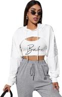 verdusa women's sheer fishnet drop shoulder drawstring hoodie crop sweatshirt: fashionable and sultry comfort logo