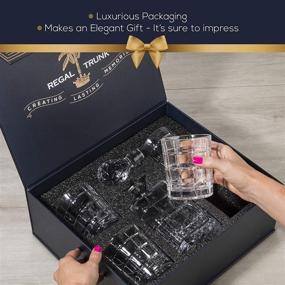 img 2 attached to 🥃 Regal Trunk & Co. Whiskey Decanter Sets: 4 Engraved Tumblers, Crystal Decanter & Glass Set - Perfect Gift with Glass Polishing Cloth