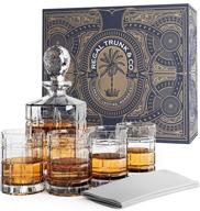 🥃 regal trunk & co. whiskey decanter sets: 4 engraved tumblers, crystal decanter & glass set - perfect gift with glass polishing cloth logo