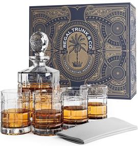 img 4 attached to 🥃 Regal Trunk & Co. Whiskey Decanter Sets: 4 Engraved Tumblers, Crystal Decanter & Glass Set - Perfect Gift with Glass Polishing Cloth