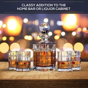 img 3 attached to 🥃 Regal Trunk & Co. Whiskey Decanter Sets: 4 Engraved Tumblers, Crystal Decanter & Glass Set - Perfect Gift with Glass Polishing Cloth