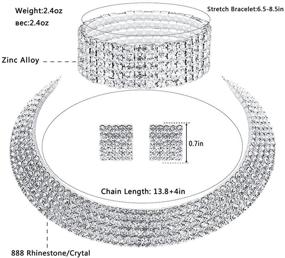 img 3 attached to 💎 Моижшу Веддинг Бриджал Райнстоун Кристалл Джевелри Сетс - Впечатляющая 1/2/3/4/5-рядная коллекция для женщин: серьги, ожерелье и браслет