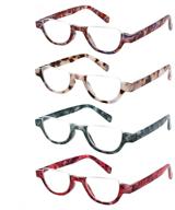 👓 stylish half moon frame reading glasses set: 4 pairs of colorful fashion readers for men and women with spring hinge logo