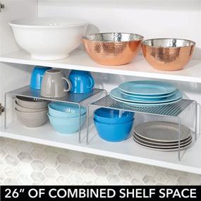 img 2 attached to 📦 mDesign Silver Metal Kitchen Pantry Organizer Shelves - Countertop Storage Rack for Dishes, Plates, Bowls, Mugs, Glasses - Non-skid Feet - Large Size, 2 Pack