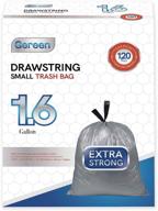 🗑️ green 1.6 gallon drawstring trash bag liners - extra strong, 120 count for home, office, car - small garbage bags, trash can liners logo