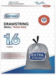 img 4 attached to 🗑️ Green 1.6 Gallon Drawstring Trash Bag Liners - Extra Strong, 120 Count for Home, Office, Car - Small Garbage Bags, Trash Can Liners