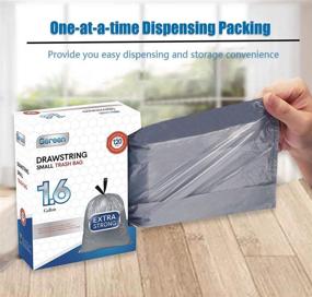 img 2 attached to 🗑️ Green 1.6 Gallon Drawstring Trash Bag Liners - Extra Strong, 120 Count for Home, Office, Car - Small Garbage Bags, Trash Can Liners