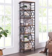 📚 homissue 7-tier tall bookshelf storage display rack for home office in rustic brown finish logo