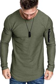 img 2 attached to COOFANDY Workout Cotton Sleeve Longline Sports & Fitness