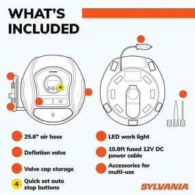 img 2 attached to Сильвания PRO Портативный накачиватель шин: эффективное автоматическое отключение при накачивании с LED-дисплеем, рабочим светом и чехлом - идеально подходит для спортивных мячей, автомобильных и велосипедных шин, а также надувных игрушек - включает 3 адаптера.
