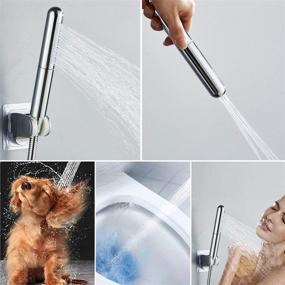 img 2 attached to Copper Round Bar Handheld Showerhead: High Pressure Chrome Sprayer for a Luxurious Bathroom Experience