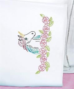 img 1 attached to 🦄 Stunning Jack Dempsey Needle Art Unicorn Embroidery Pillowcase - Standard Size, White