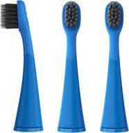 🦷 burstkids sonic toothbrush replacement heads - small size, soft and charcoal bristles for healthier smile - 3 pack, blue logo