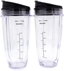 img 3 attached to High-Quality Replacement Blender Cup with Lid (2 Pack) | 24 Oz Cups for Ninja Auto iQ BL480 BL482 BL642 NN102 BL682 BL450 BL2013 Ninja Blender Auto iQ Blade