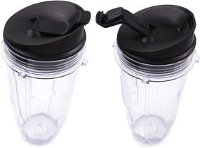 img 1 attached to High-Quality Replacement Blender Cup with Lid (2 Pack) | 24 Oz Cups for Ninja Auto iQ BL480 BL482 BL642 NN102 BL682 BL450 BL2013 Ninja Blender Auto iQ Blade