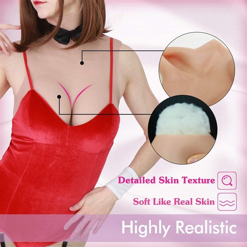 Roanyer Realistic H Cup Silicone Breast Forms for Crossdresser Costumes  Drag Queen Fake Boobs Trans Body