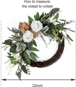 img 2 attached to 🌿 22-Inch Artificial Eucalyptus Wreath for Front Door - Large Green Leaf Wreath for Farmhouse Décor, Spring Summer Floral Window or Wall, Ideal for Parties - All Season Welcome Wreaths (No Sign Included)