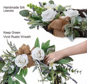 img 1 attached to 🌿 22-Inch Artificial Eucalyptus Wreath for Front Door - Large Green Leaf Wreath for Farmhouse Décor, Spring Summer Floral Window or Wall, Ideal for Parties - All Season Welcome Wreaths (No Sign Included)