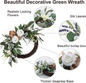 img 3 attached to 🌿 22-Inch Artificial Eucalyptus Wreath for Front Door - Large Green Leaf Wreath for Farmhouse Décor, Spring Summer Floral Window or Wall, Ideal for Parties - All Season Welcome Wreaths (No Sign Included)