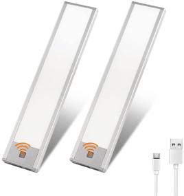 img 4 attached to 💡 Ultra-Thin Rechargeable Motion Sensor Cabinet Lights - Portable Night Light | Soft Light, Wireless & Magnetic Installation | 2Pack Indoor LED Fixtures