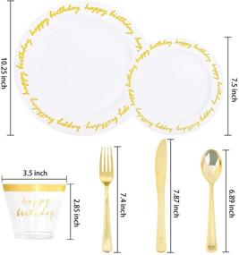 img 2 attached to 🎉 Premium Liacere 180PCS Gold Plastic Plates with Disposable Gold Plastic Silverware &amp; Happy Birthday Cups - Heavy Duty Service Pack for 30 Guests at Birthday Parties