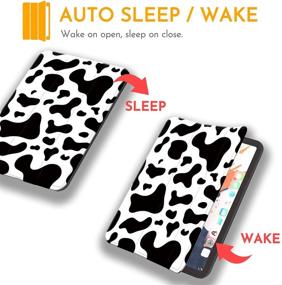 img 2 attached to 🐄 Hepix Cow Print iPad Air 4th Gen Case, iPad Air 2020 Case 10.9 inch with Pencil Holder, Cattle Trifold Protective Shockproof Smart Cover Auto Sleep Wake for A2072 A2316 A2324 A2325