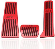 boyuer 3pcs anti-slip no drilling aluminum rest brake gas accelerator pedal covers foot pedal pads kit for mazda cx-5 2013-2020 (red) logo
