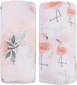 img 4 attached to 🌺 Floral & Flamingo Print Bamboo Muslin Swaddle Blankets - Set of 2 - Ideal Baby Girl Shower Gift by Little Jump