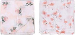 img 3 attached to 🌺 Floral & Flamingo Print Bamboo Muslin Swaddle Blankets - Set of 2 - Ideal Baby Girl Shower Gift by Little Jump