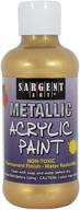 🎨 premium sargent art 25-2381 8-ounce metallic acrylic paint in gold - vibrant and durable logo