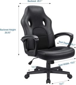 img 2 attached to 🪑 KaiMeng High Back Leather Office Gaming Chair: Ergonomic, Adjustable & Executive Design (Black)