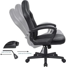 img 1 attached to 🪑 KaiMeng High Back Leather Office Gaming Chair: Ergonomic, Adjustable & Executive Design (Black)