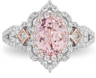 💍 platinum plated silver morganite moissanite engagement rings for women - 2 carat (ctw) logo