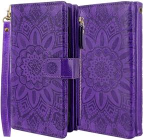 img 3 attached to 🌸 Harryshell Detachable Magnetic Zipper Wallet Leather Case for Samsung Galaxy Note 20 Ultra 5G 6.9 inch - Flower Purple, 12 Card Slots, Cash Pocket, Wrist Strap