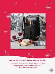 img 3 attached to Plush Picnic - Wine Carrier Picnic Set, Wine Cooler Bag with Glasses, Wine Cheese Tote for Couples, Picnic Bag for 2, Men’s & Women's Gift, Picnic Accessories Included-Black