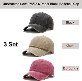 img 3 attached to Vintage Distressed Baseball Cap Set - Unisex Cotton Dad Hats (3-Pack)