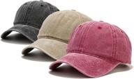 vintage distressed baseball cap set - unisex cotton dad hats (3-pack) logo