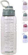 🌊 large bpa free water jug with time marker | diller 64oz sports water bottle, half gallon motivational bottle with straw логотип