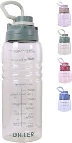 img 4 attached to 🌊 Large BPA Free Water Jug with Time Marker | Diller 64oz Sports Water Bottle, Half Gallon Motivational Bottle with Straw