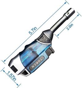 img 2 attached to 🔥 Yeuligo Torch Lighter, 360° Flexible Neck Butane Lighter with Visible Window, Refillable Blue Grill Lighter – Keyhole Design (Gas Not Included)