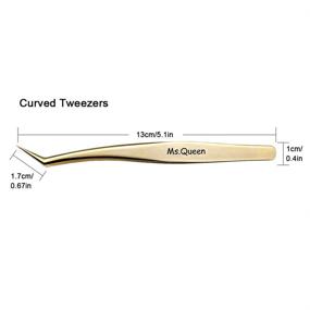 img 1 attached to Precision Stainless Steel Curved Pointed Tweezers for Volume Eyelash Extension - Individual 🔪 and 3D-6D Volume False Lashes Extensions - Golden - Ms.Queen - Includes Premium Storage Case