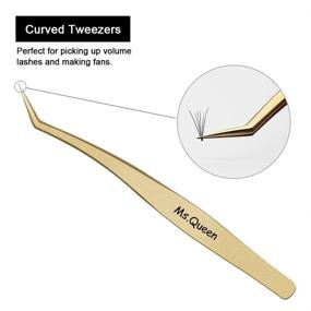 img 2 attached to Precision Stainless Steel Curved Pointed Tweezers for Volume Eyelash Extension - Individual 🔪 and 3D-6D Volume False Lashes Extensions - Golden - Ms.Queen - Includes Premium Storage Case