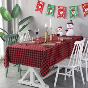 img 4 attached to Tenmon Checkered Tablecloth Christmas Decoration